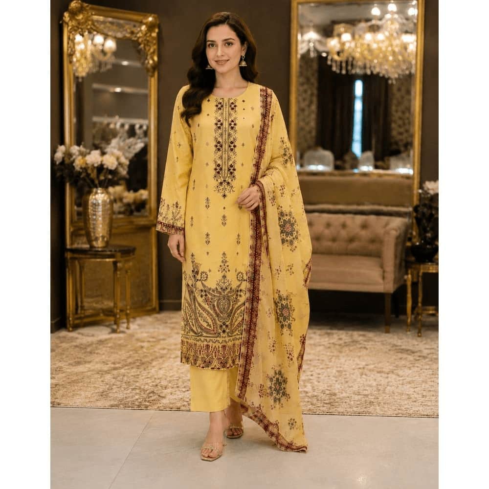 3 Piece Unstitched Lawn Suit